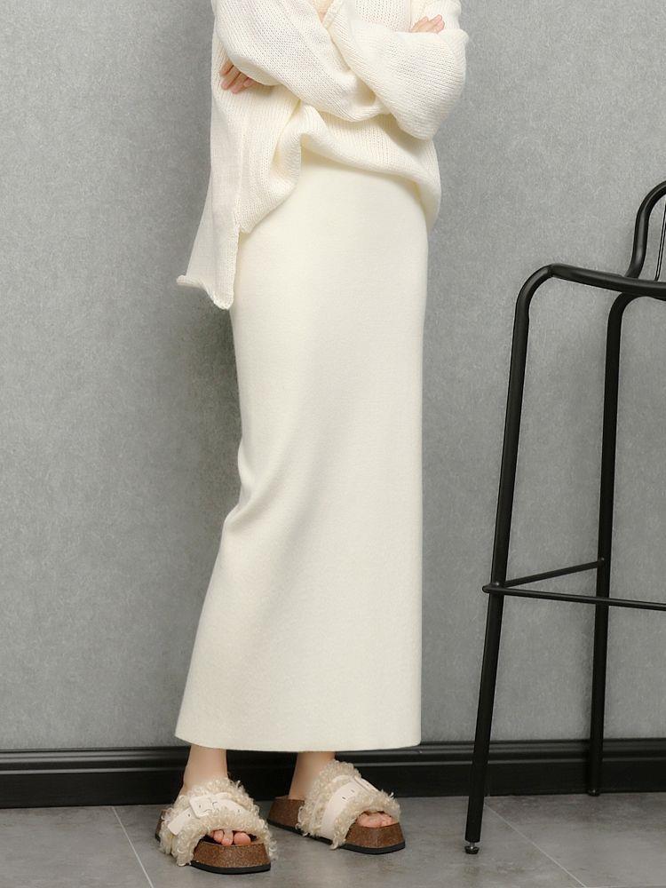 ロングスカート 柔らか素材のリラックスタイトスカート