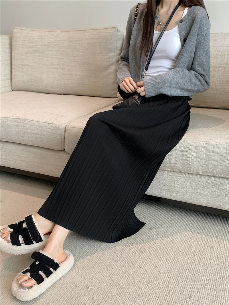 ロングスカート 優雅なロングプリーツスカート