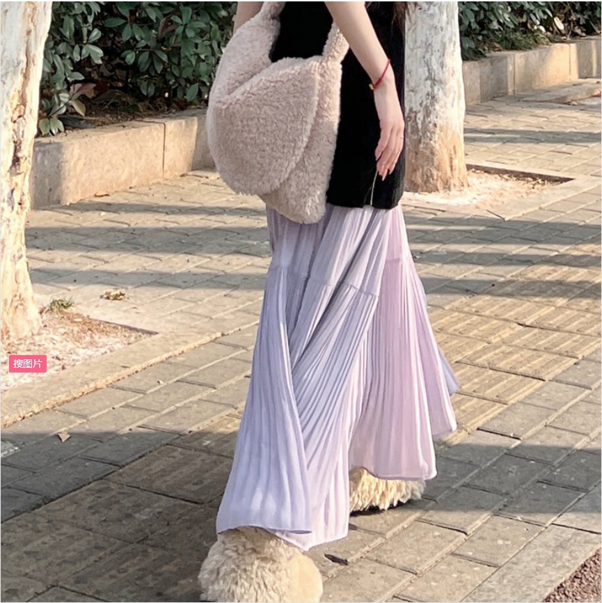 ロングスカート ティアードプリーツマキシスカート