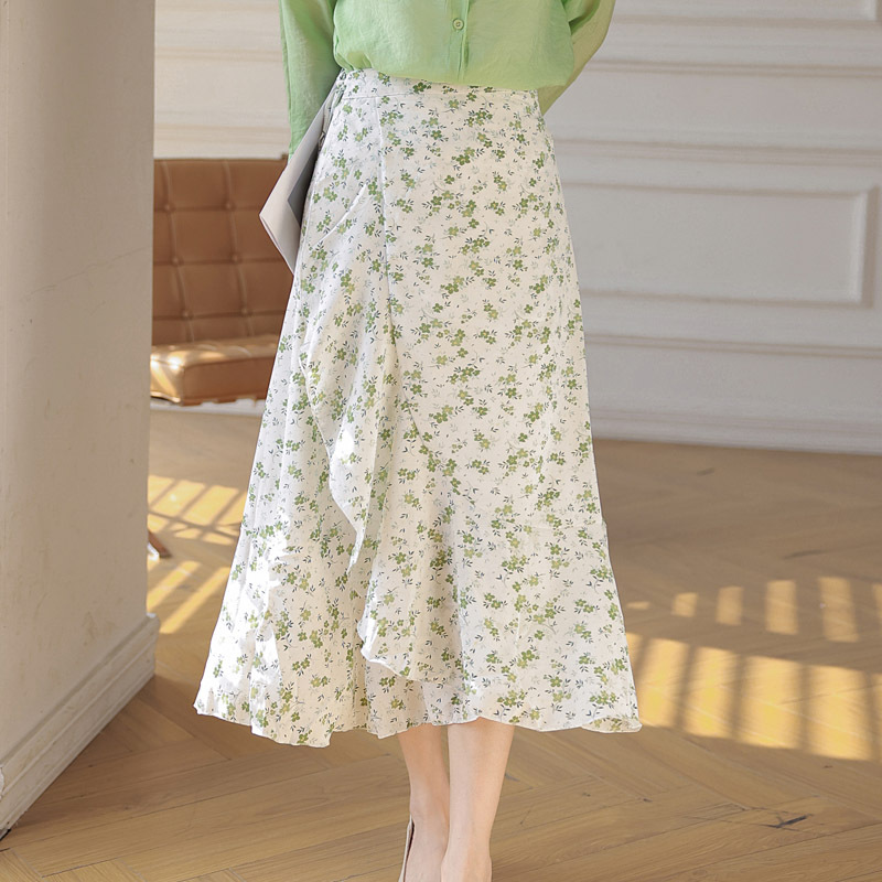 花柄シフォン優美ロングスカート