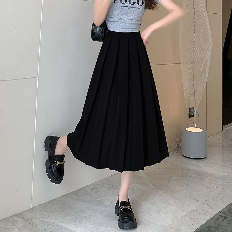ロングスカート 優雅なシルエット プリーツミディスカート