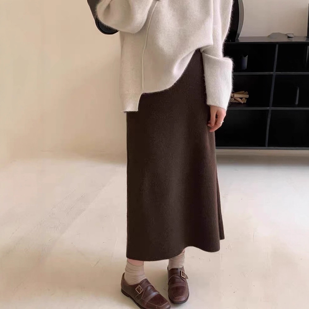 ロングスカート なめらか落ち感 ロングAラインスカート