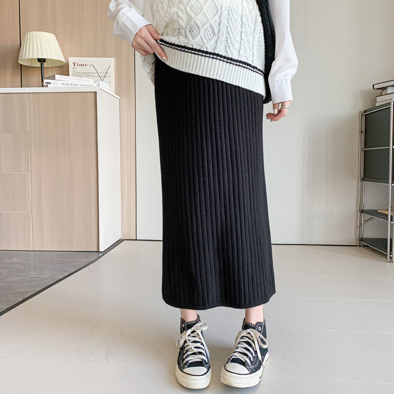 ロングスカート リブニットタイトスカート