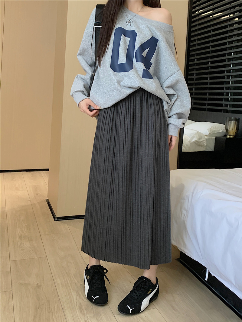 ロングスカート 優雅なロングプリーツスカート
