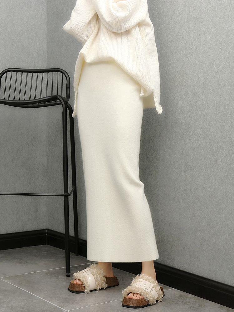 ロングスカート 柔らか素材のリラックスタイトスカート