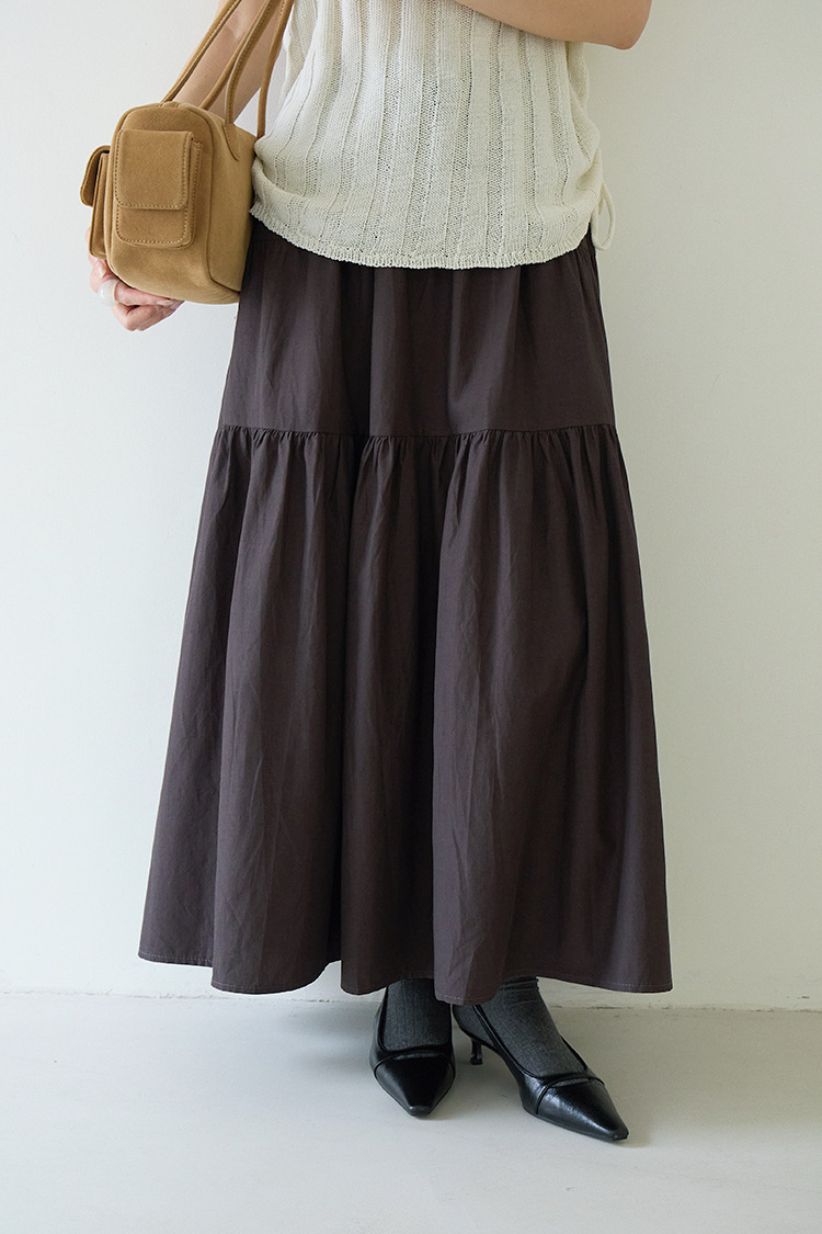 ロングスカート ティアードギャザー マキシスカート