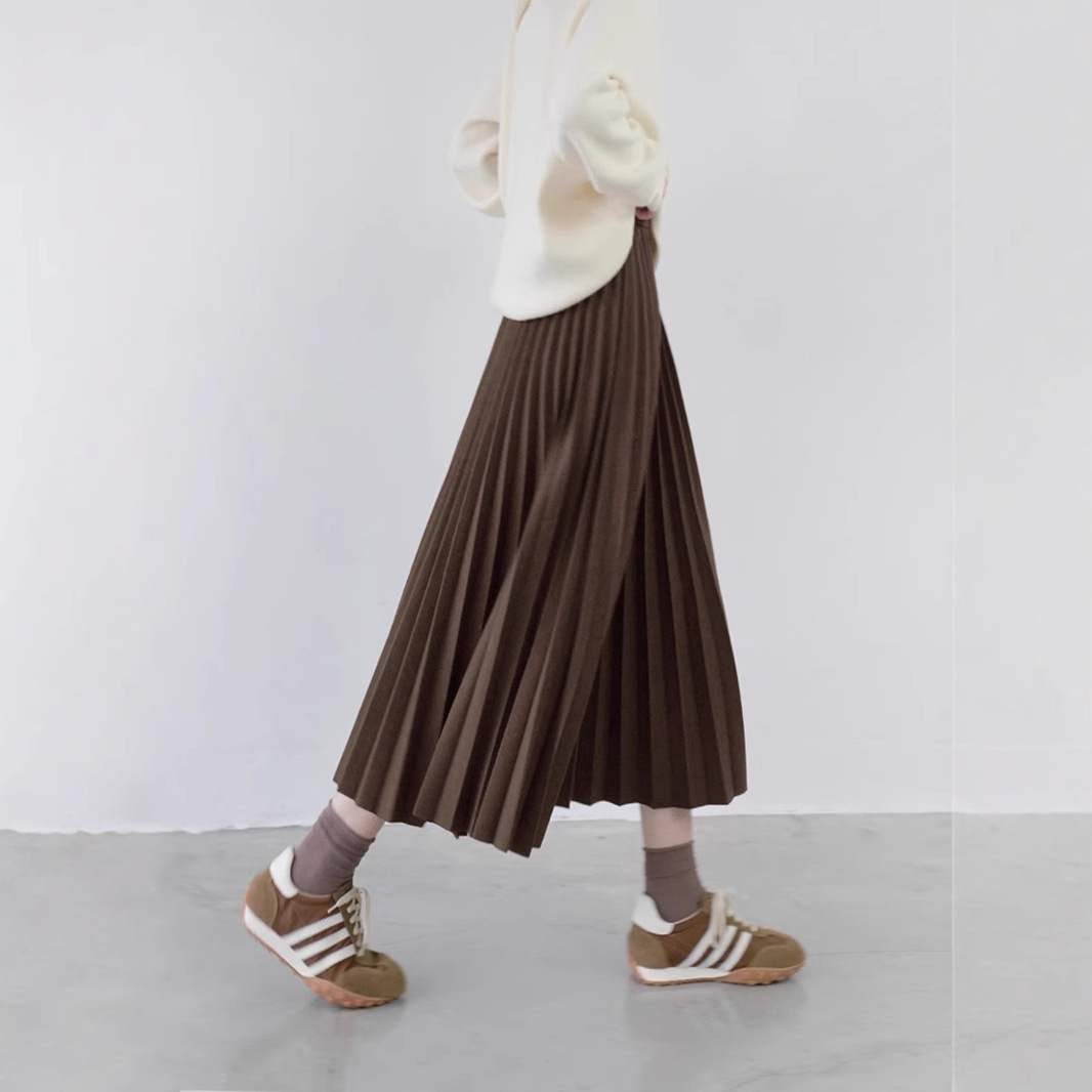 ロングスカート なめらかプリーツスカート