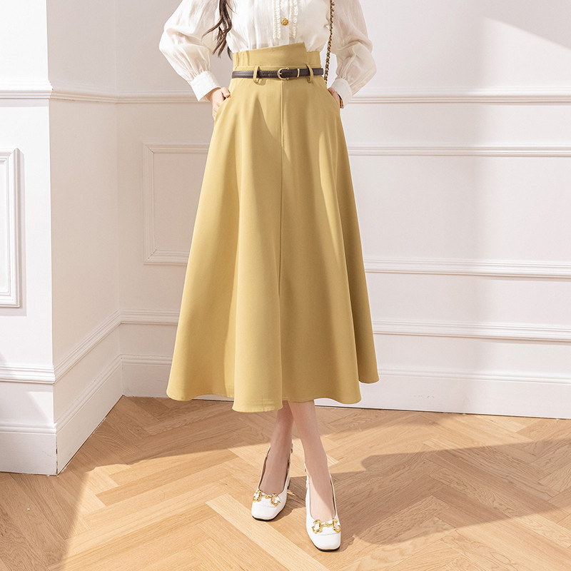 ロングスカート 優美シルエットフレアスカート
