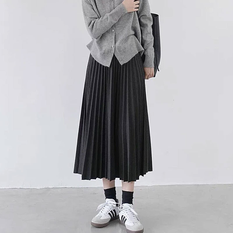 ロングスカート なめらかプリーツスカート