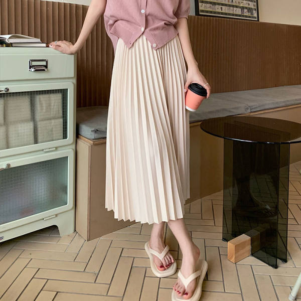 ロングスカート 上品シルエット ミディ丈プリーツスカート