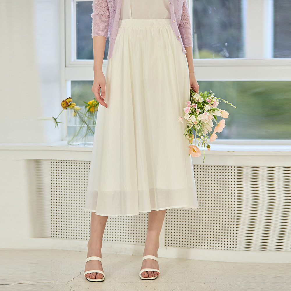 ロングスカート ふんわり揺れる優美なシフォンスカート