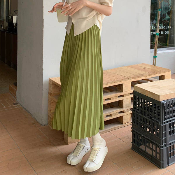 ロングスカート 上品シルエット ミディ丈プリーツスカート