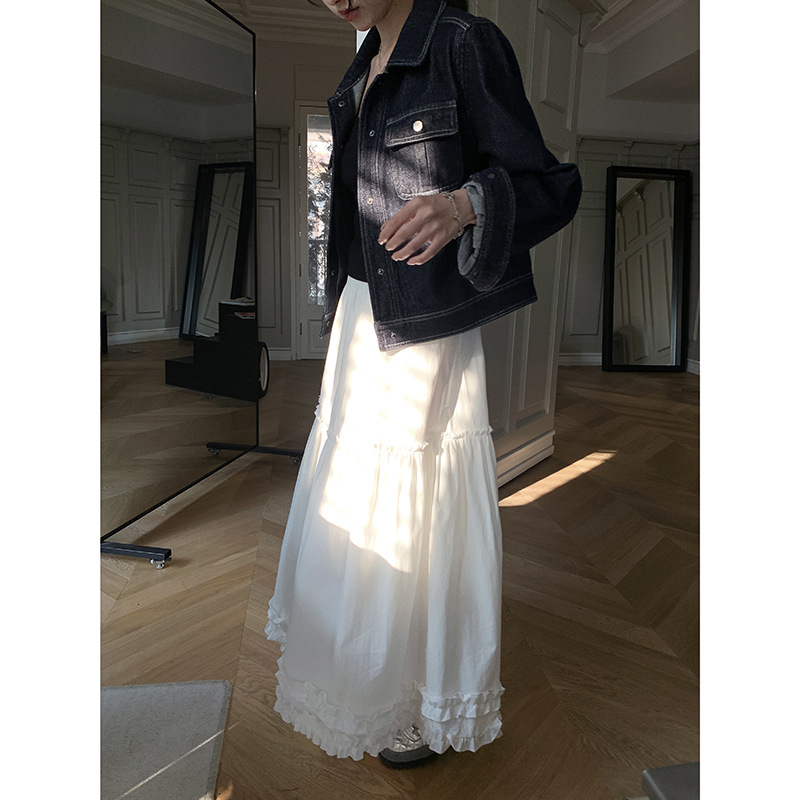 ロングスカート ティアードフリル裾 ロングシフォンスカート