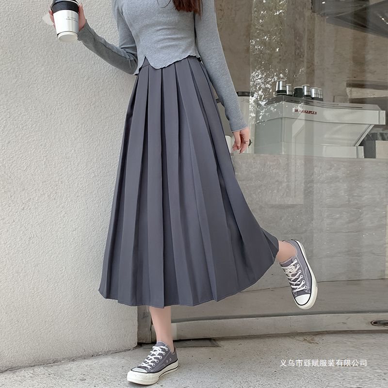 ロングスカート 優雅なシルエット プリーツミディスカート