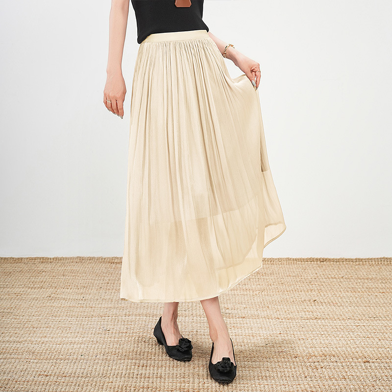 ロングスカート 優美なプリーツ シフォンマキシスカート