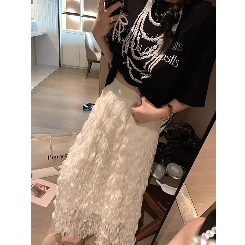 ロングスカート ウェーブ加工ロングプリーツスカート