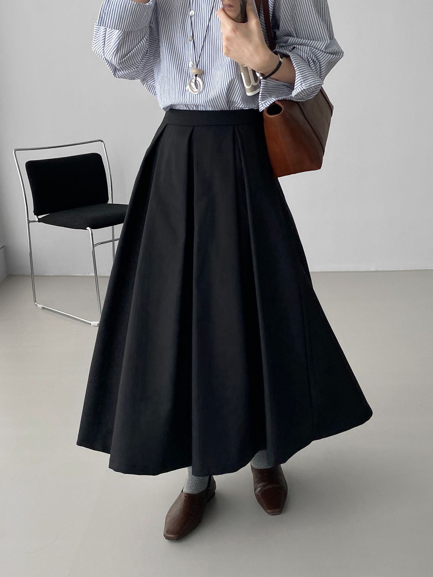 ロングスカート 上質感ロングプリーツスカート