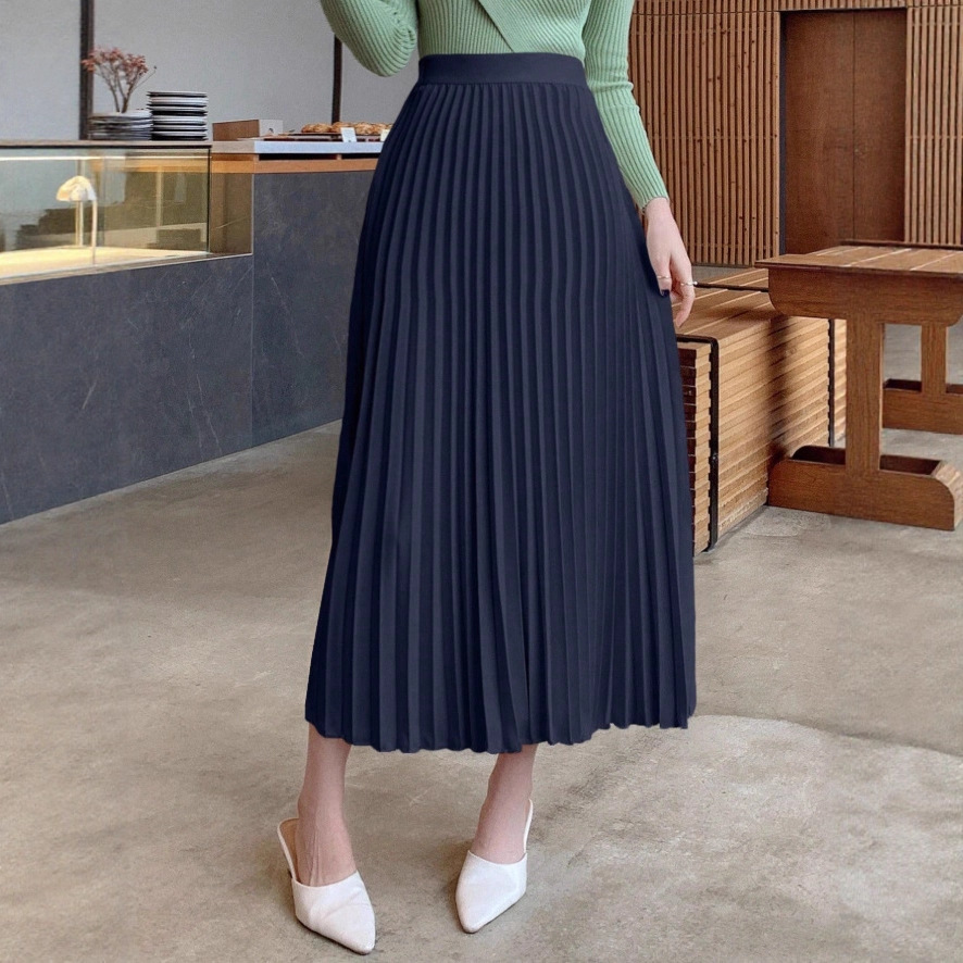 優美なふんわりプリーツロングスカート