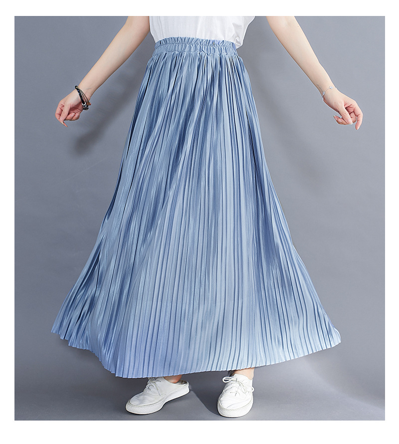 ロングスカート なめらか光沢プリーツマキシスカート