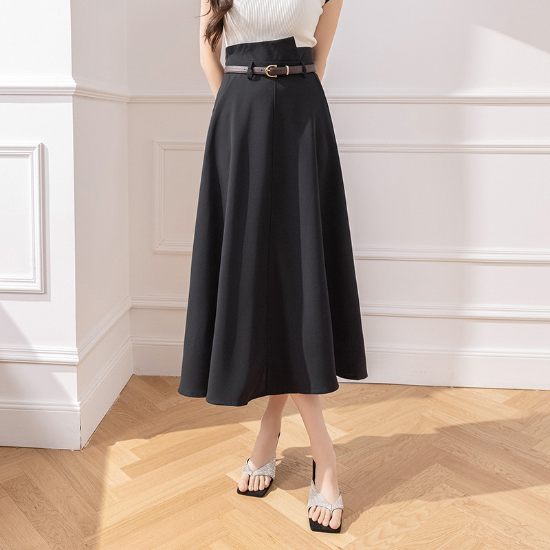ロングスカート 優美シルエットフレアスカート
