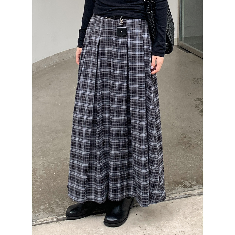 ロングスカート クラシック チェック柄 プリーツ マキシスカート