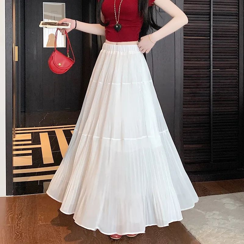 ロングスカート ふんわり優雅プリーツマキシスカート