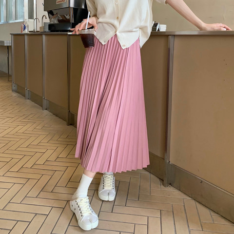 ロングスカート 上品シルエット ミディ丈プリーツスカート