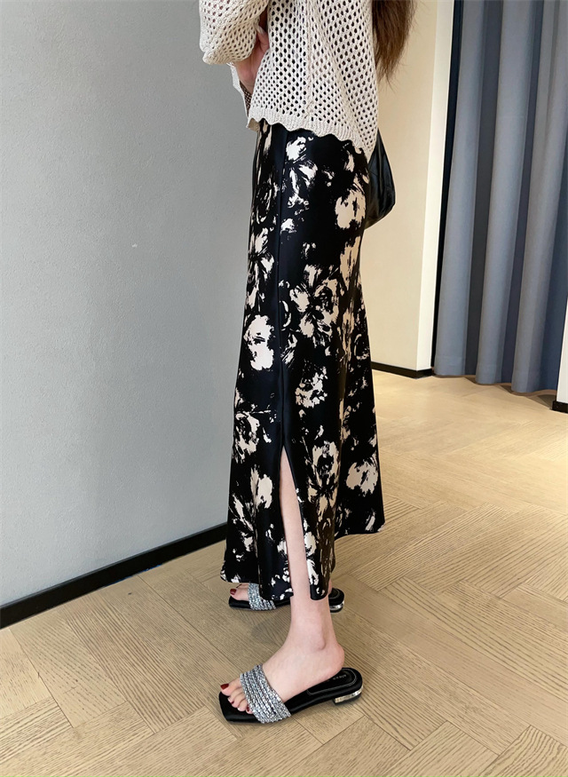  ロングスカート 花柄マーメイドロングスカート