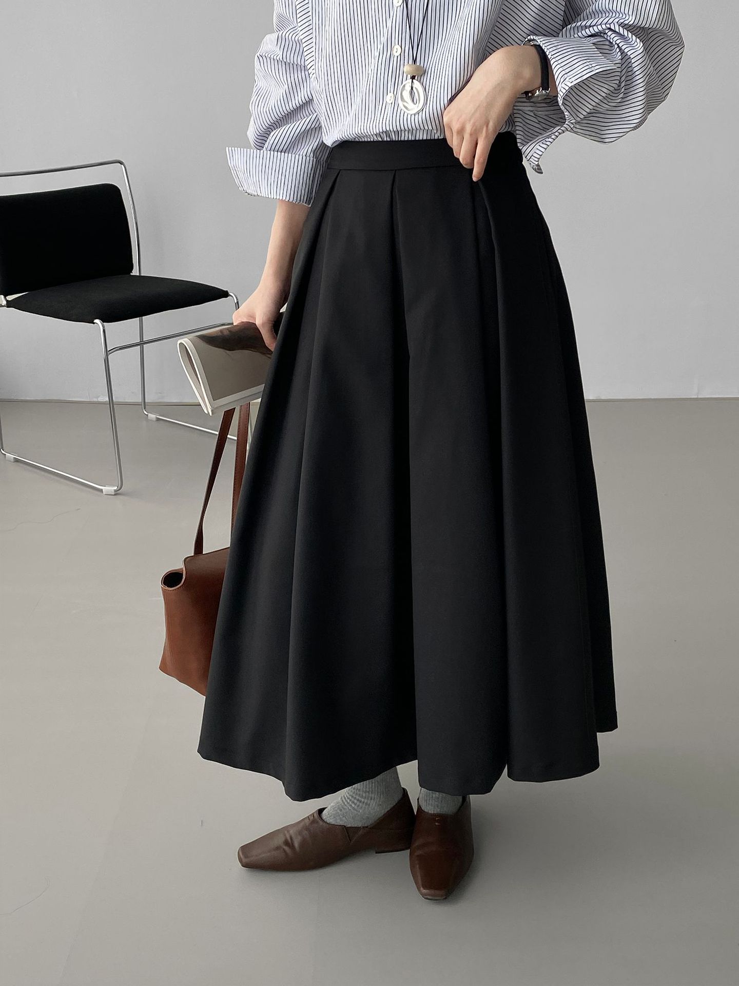 ロングスカート 上質感ロングプリーツスカート