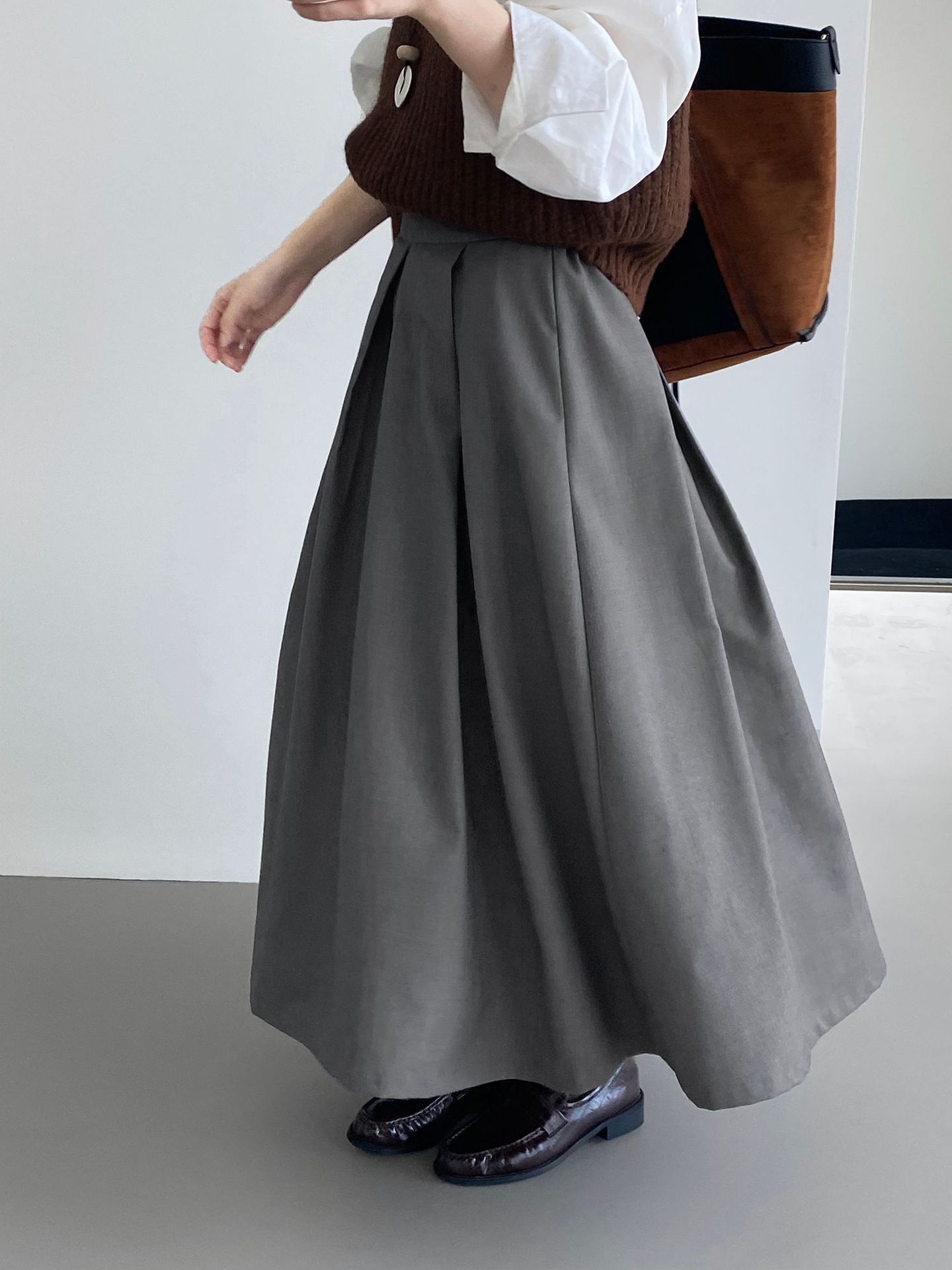 ロングスカート 上質感ロングプリーツスカート