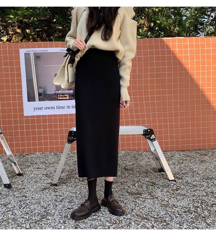 ロングスカート 洗練ミディ丈タイトスカート