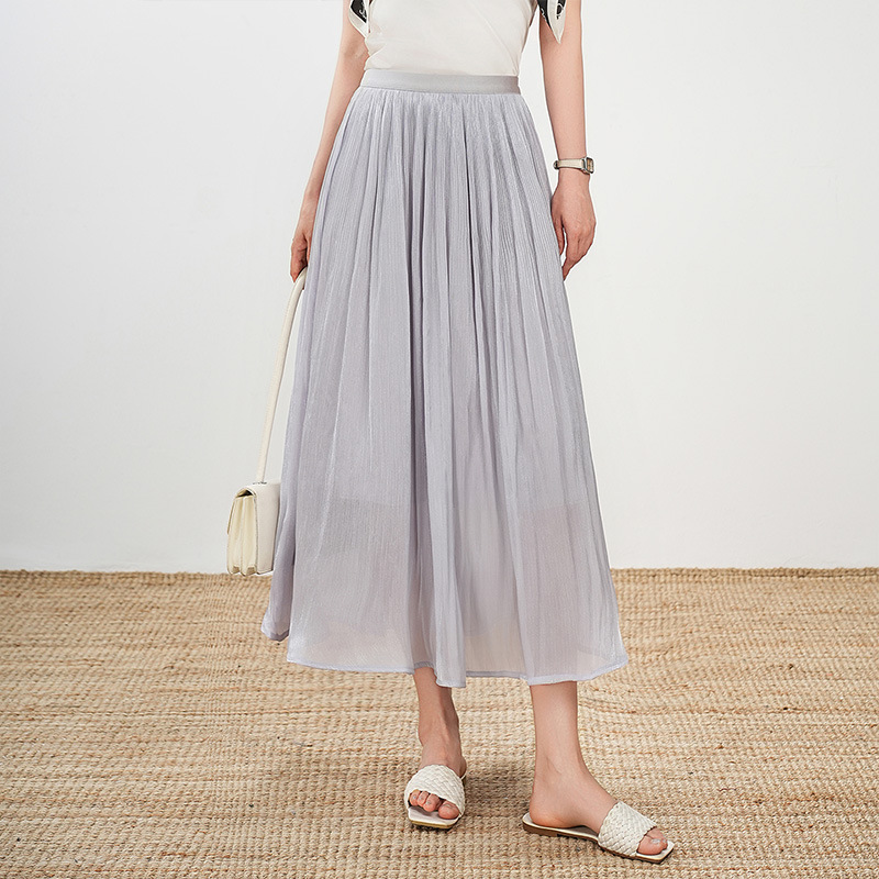 ロングスカート 優美なプリーツ シフォンマキシスカート