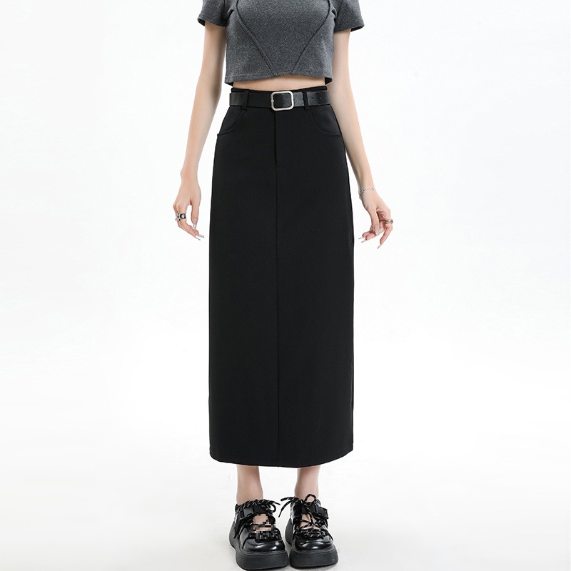 ロングスカート シンプル優雅マキシタイトスカート