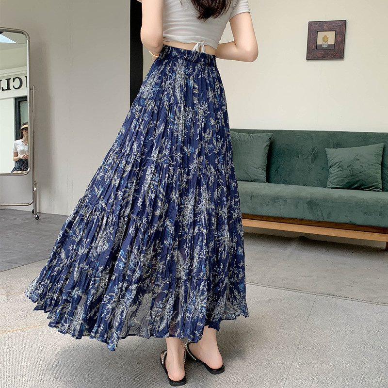 花柄プリーツロングスカート