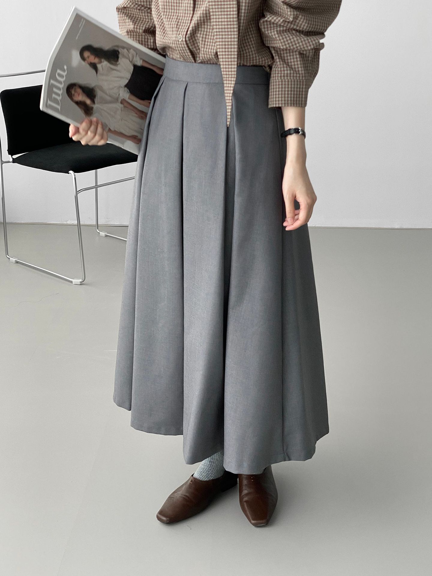 ロングスカート 上質感ロングプリーツスカート