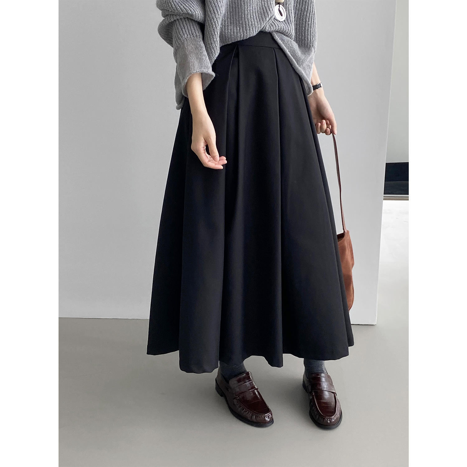 ロングスカート 上質感ロングプリーツスカート