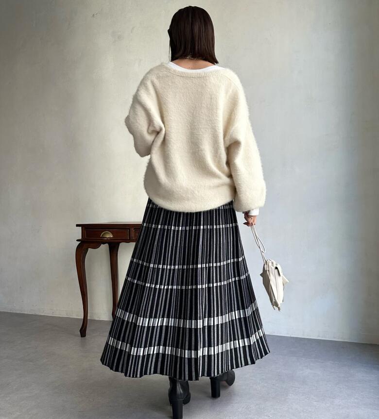 ロングスカート 格子柄プリーツマキシスカート