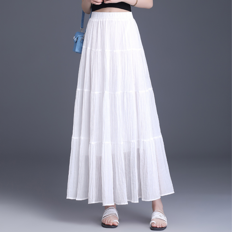 ロングスカート ふんわり軽やかな大人の五段ティアードスカート