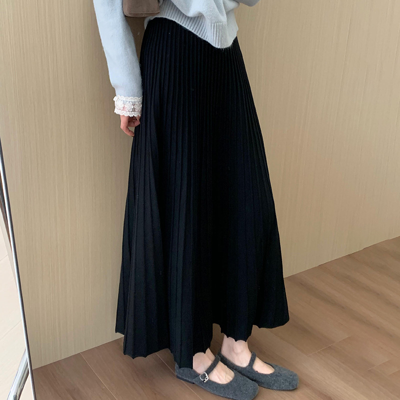 ロングスカート 優美なロングプリーツスカート
