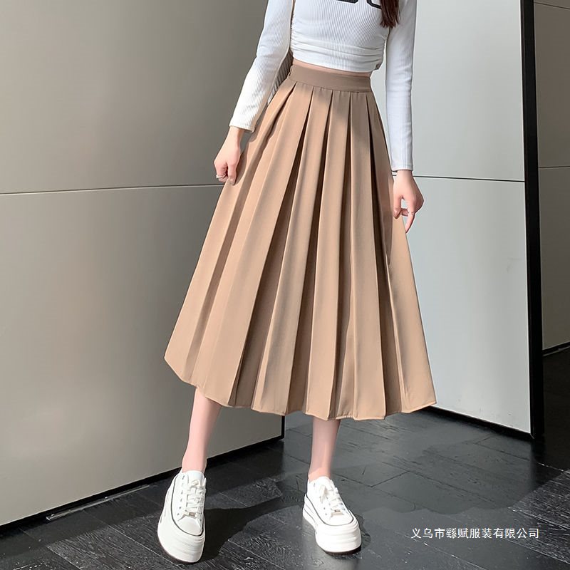 ロングスカート 優雅なシルエット プリーツミディスカート